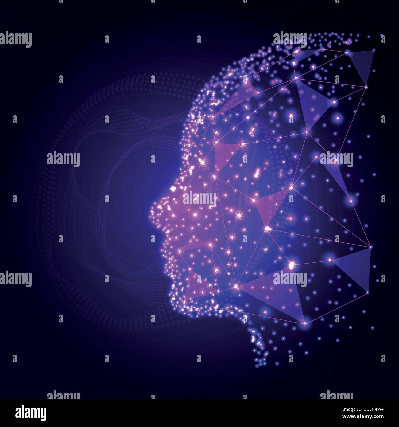 Digital technology face artificial intelligence concept design ...