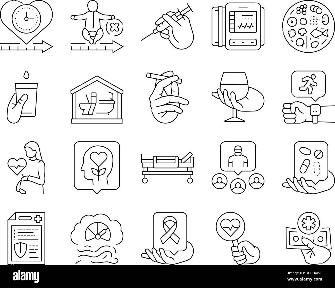health indicators icons set vector Stock Vector