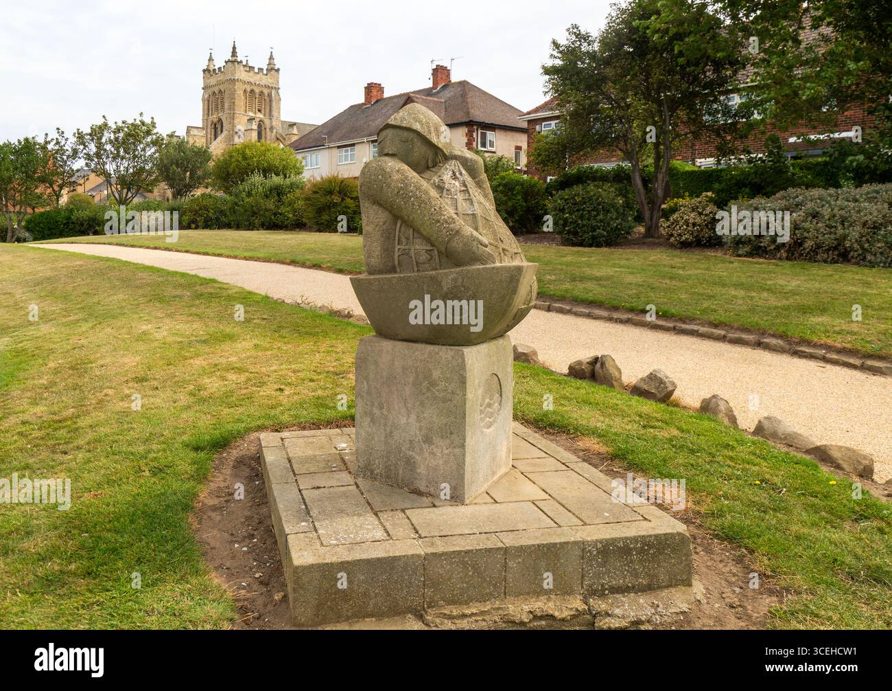 'The Big Catch. sculpture by Michael Disley 2004, Croft Gardens park, Hartlepool Headland, County Durham, England, UK Stock Photo