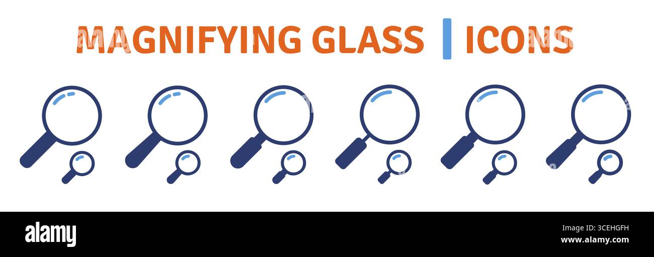 Magnifying glass in two sizes icon isolated on white background. Search ...