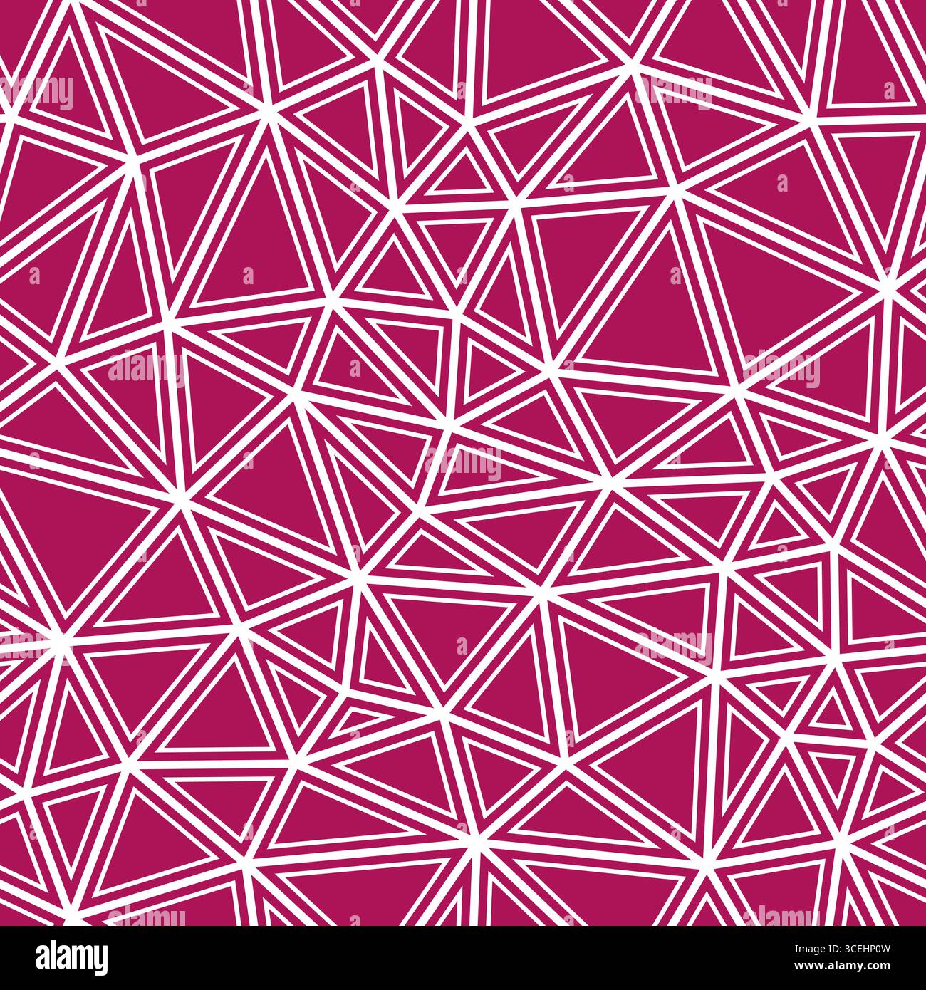 Vector science background. Medium triangles size. Solid shapes in frames. Solid Color style. Repeatable pattern. Trending vector tiles. Pink Fusion. Stock Vector