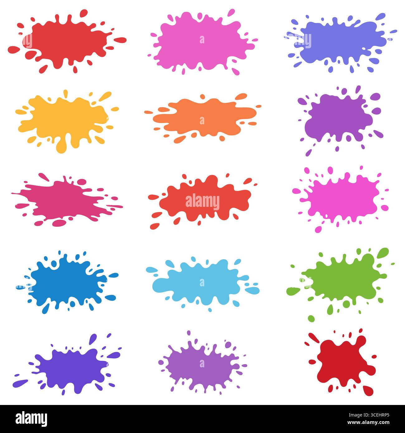 Set of colored paint splash icons isolated on white background. Vector ...