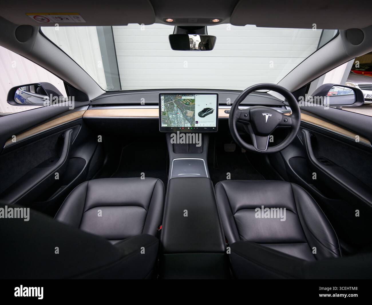 Derby UK August 14 2025 Tesla Model 3 Interior With Minimalist Derby UK August 14 2025 Tesla Model 3 Interior With Minimalist