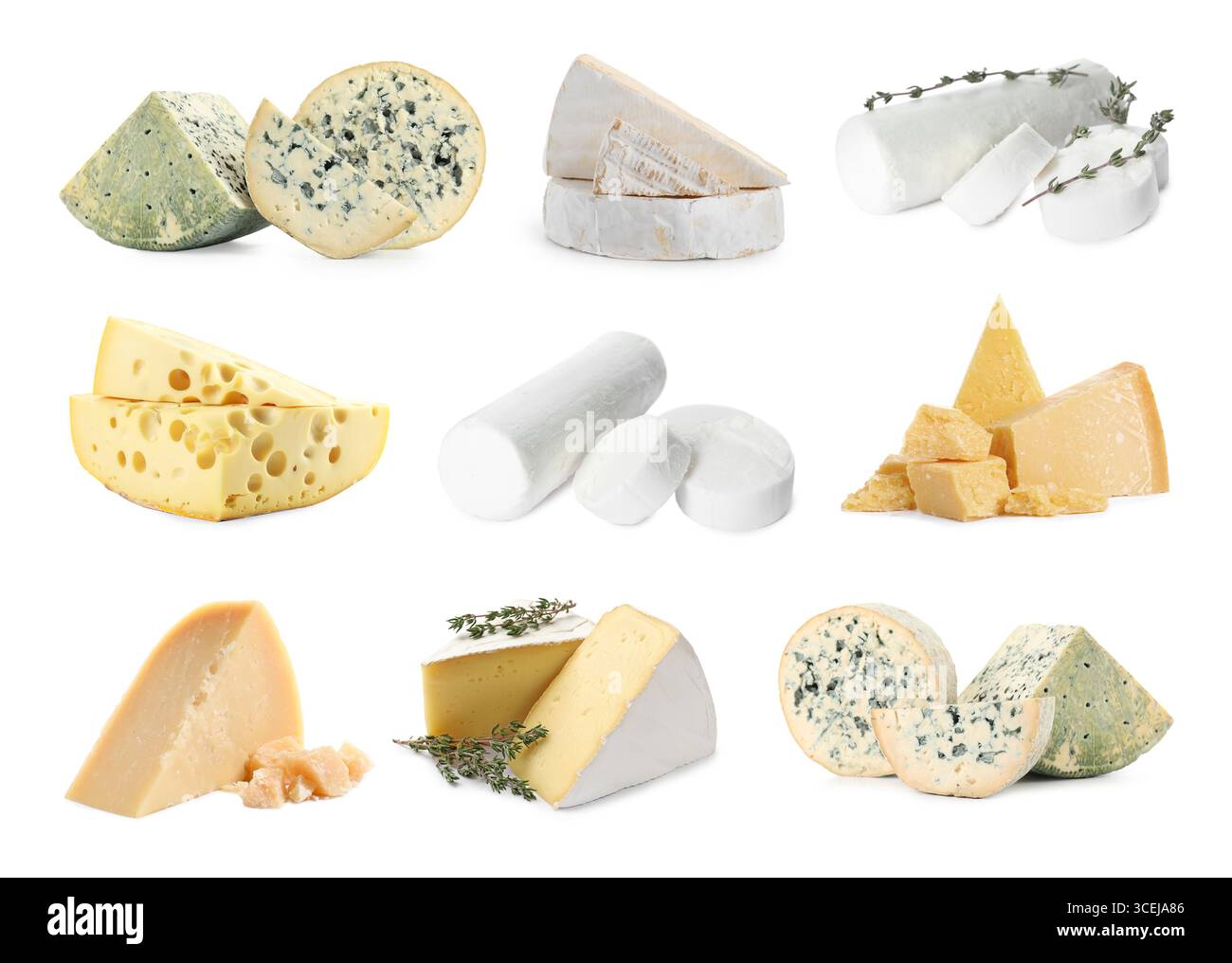 Variety of cheeses isolated on white, set Stock Photo - Alamy