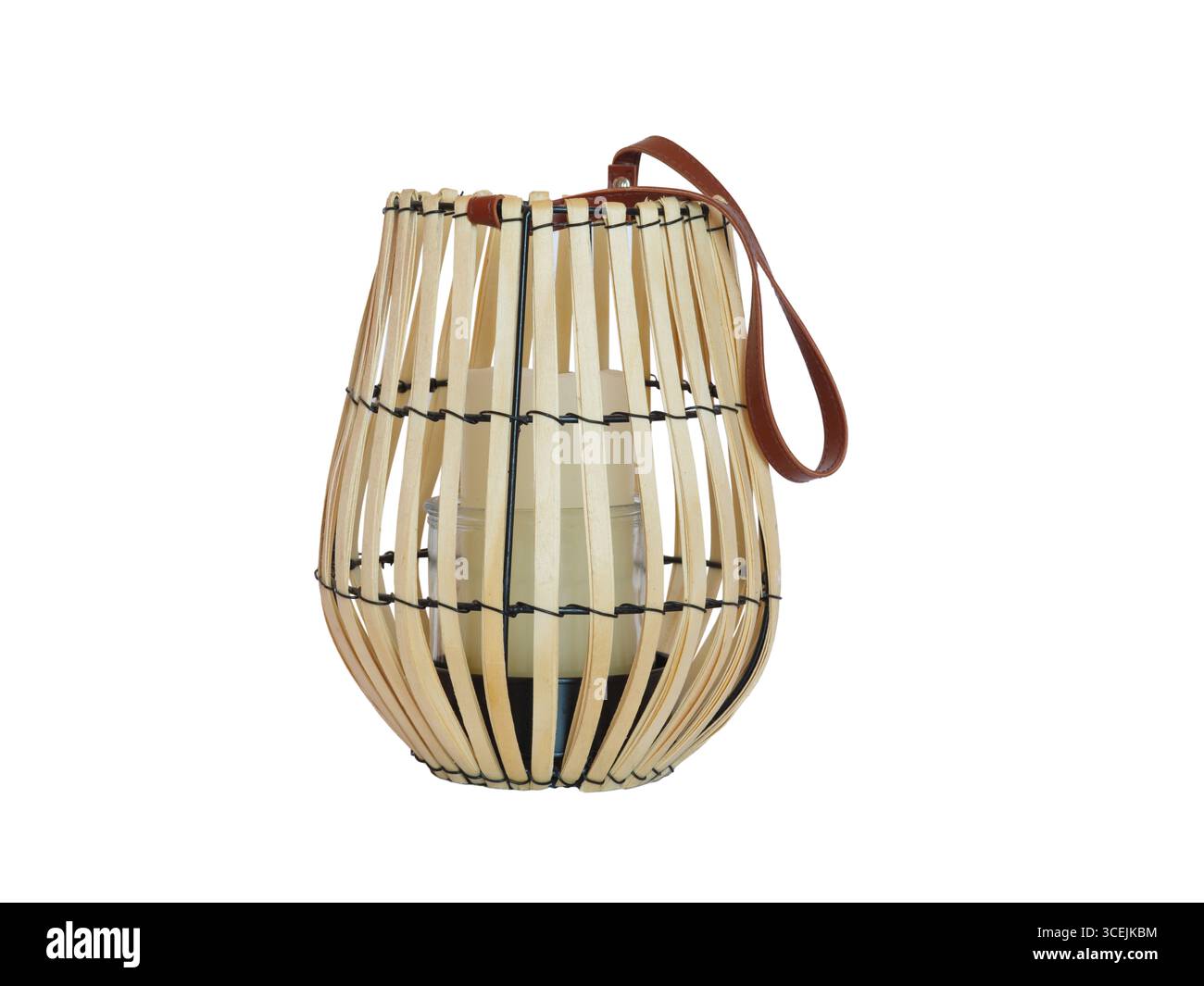 wicker table lamp isolated on white background Stock Photo