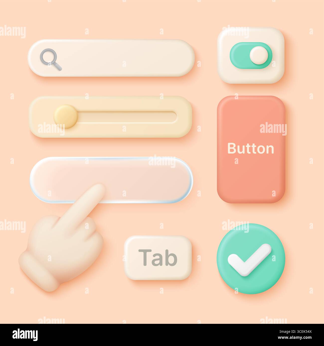 Modern 3D user interface toolkit with buttons, sliders, switches, and ...
