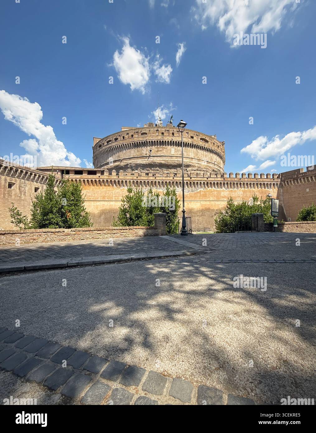 Castle Complicated Rome Majestic Castel Sant'Angelo in Rome, Italy. An ancient cylindrical ...