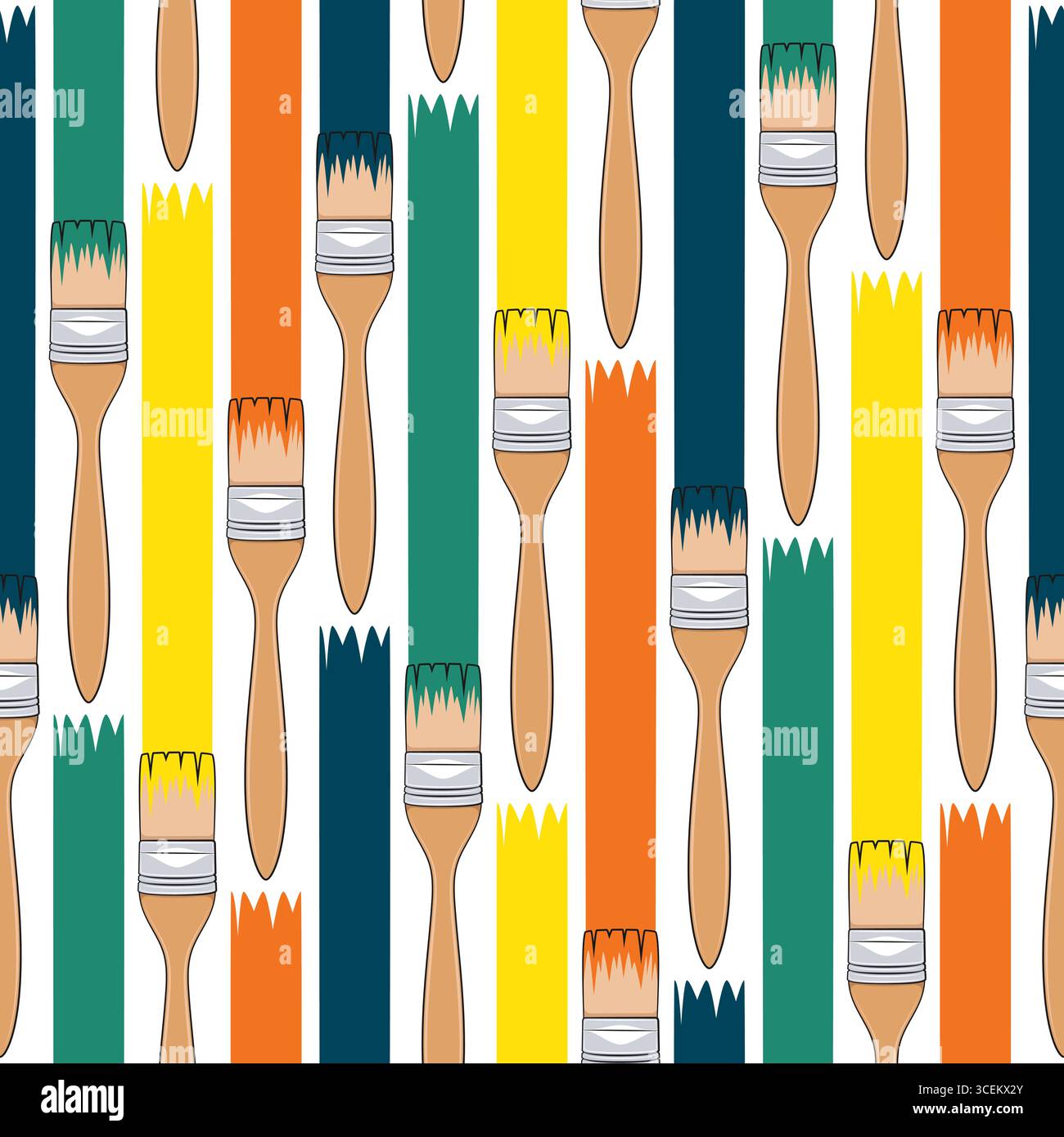 Seamless pattern with brushes for painting. Colored vector background. Stock Vector