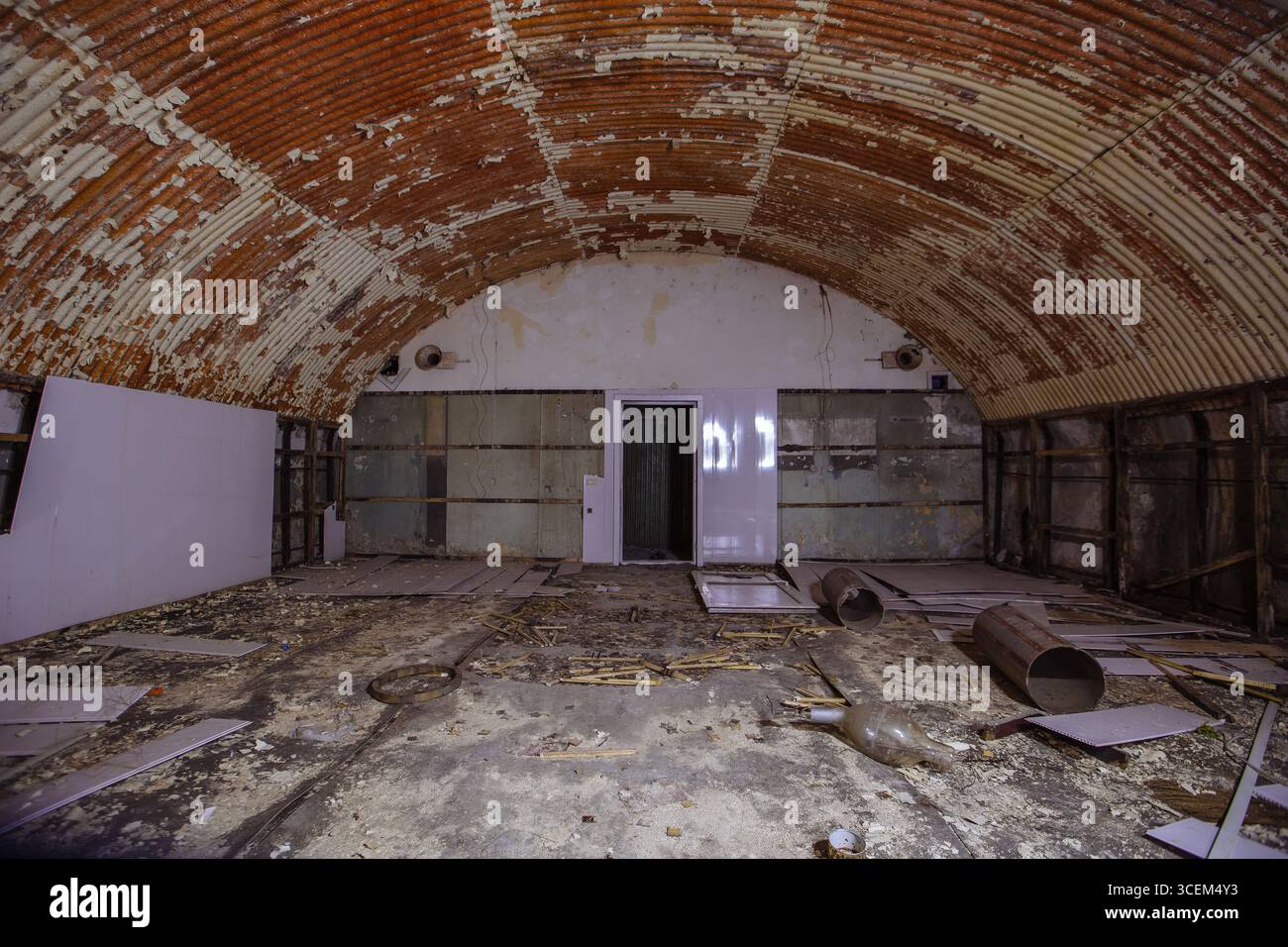 Old vaulted Soviet bunker, echo of Cold War. Stock Photo