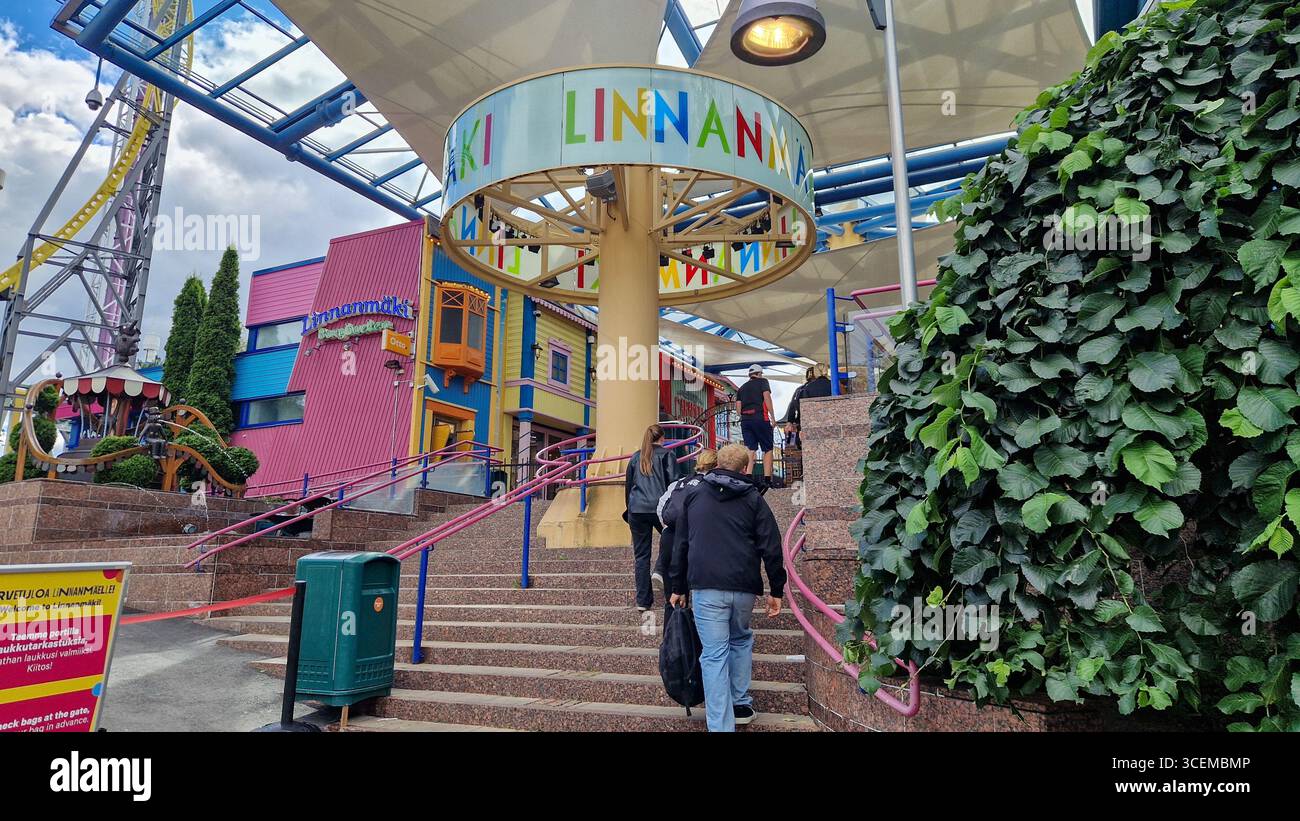 Helsinki, Finland - Aug 17, 2025: Linnanmäki amusement park in Helsinki opened in 1950. - Smartphone Captured Stock Image