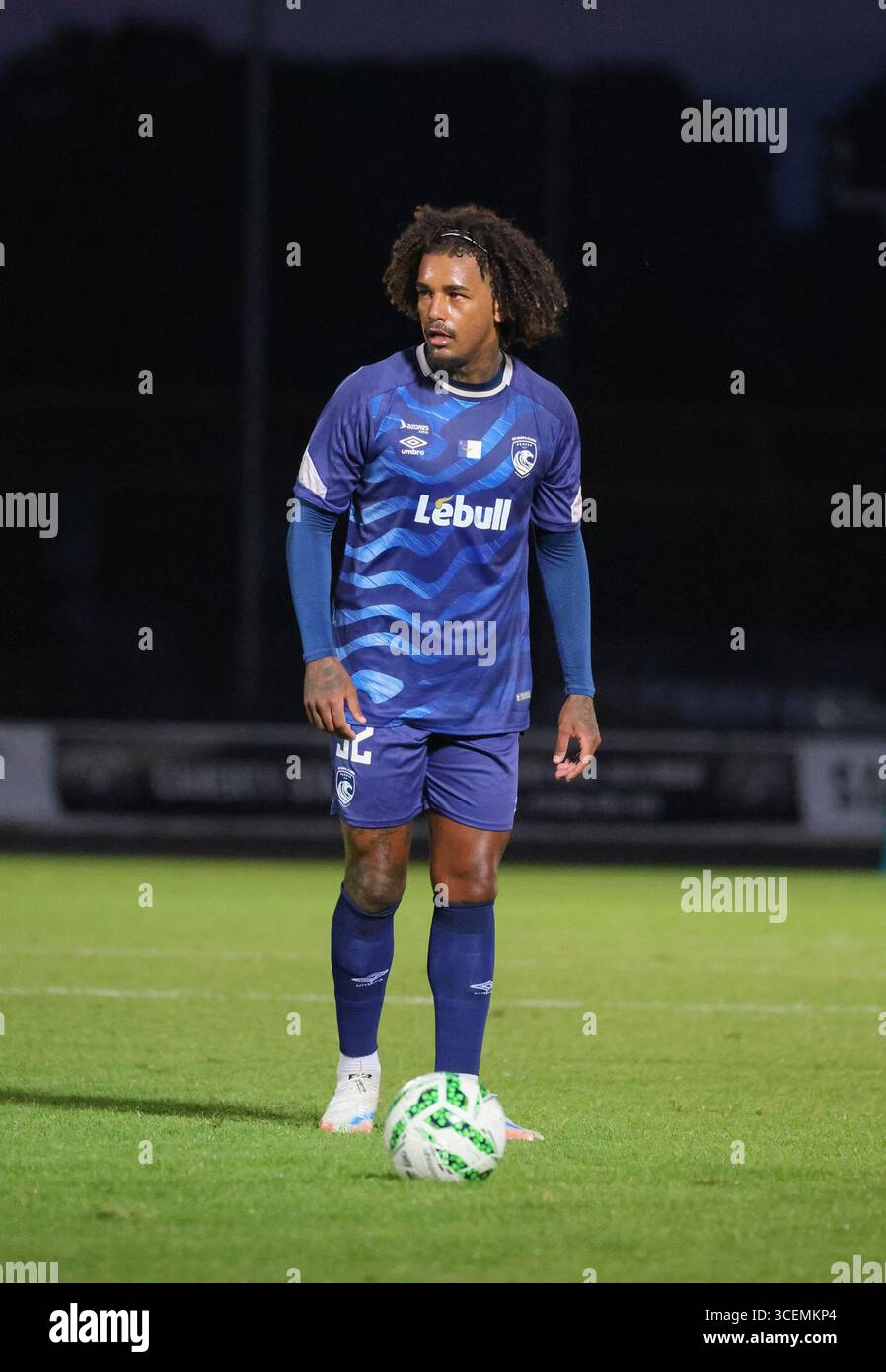 Ballymena Showgrounds, Warden Street, Ballymena, Northern Ireland, UK. 07 Aug 2025. UEFA Conference League - Qualifying Third Round (First leg) – Larne v Santa Clara. Footballer Santa Clara football player Matheus Nunes (32) Stock Photo