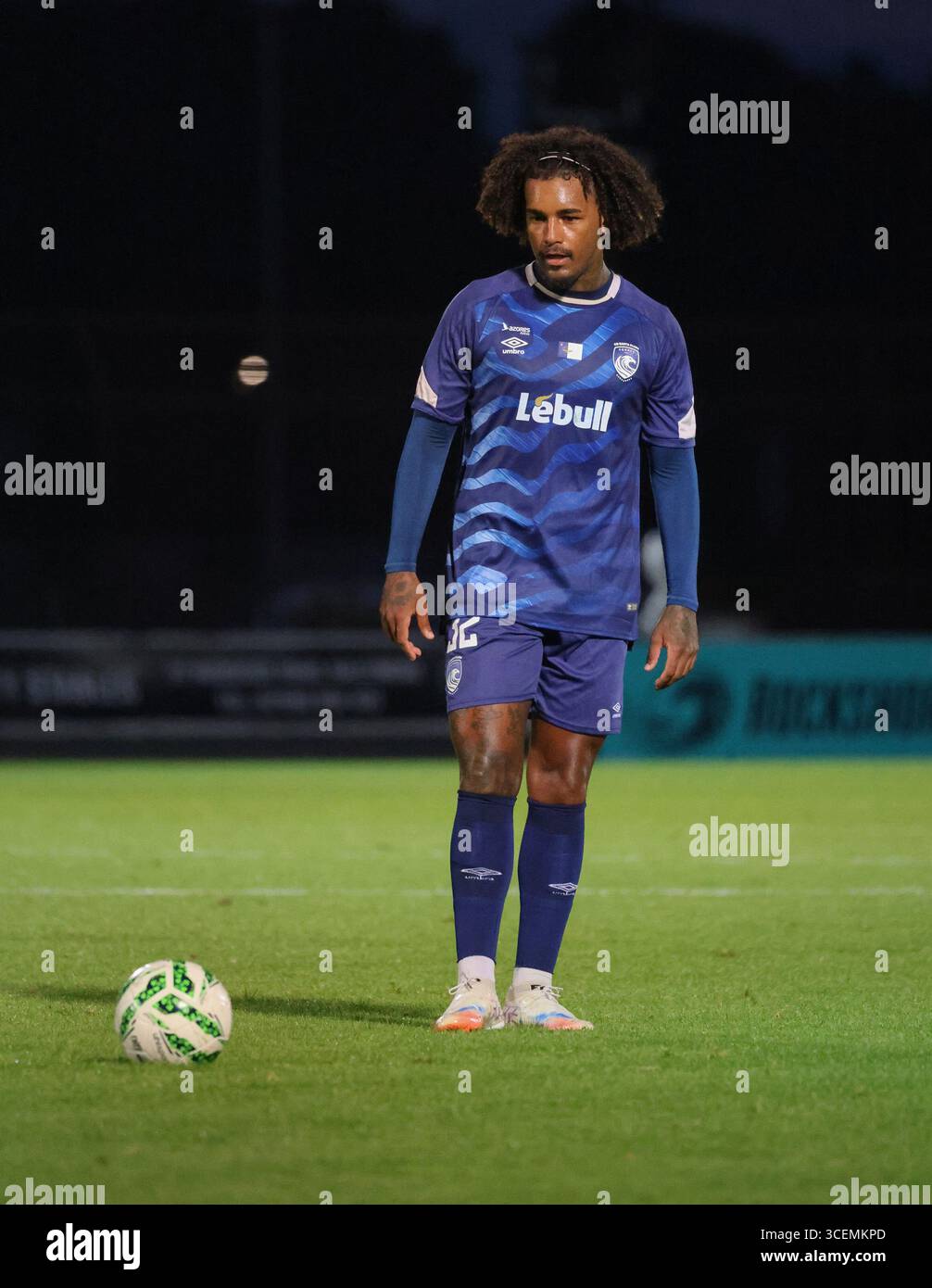 Ballymena Showgrounds, Warden Street, Ballymena, Northern Ireland, UK. 07 Aug 2025. UEFA Conference League - Qualifying Third Round (First leg) – Larne v Santa Clara. Footballer Santa Clara football player Matheus Nunes (32) Stock Photo
