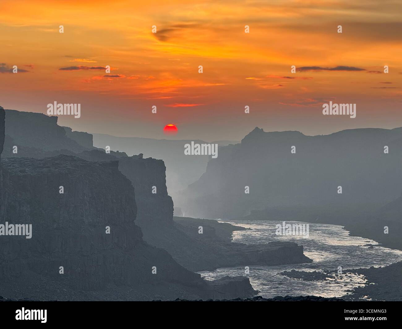 Dettifoss waterfall during a late evening golden hour in Iceland - Smartphone Captured Stock Image