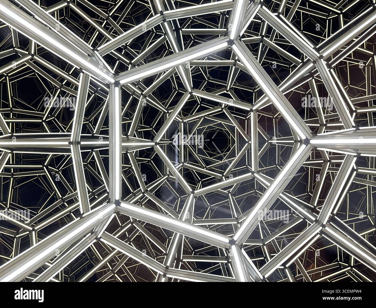 Neon Optical Pattern of Pentagons Stock Photo