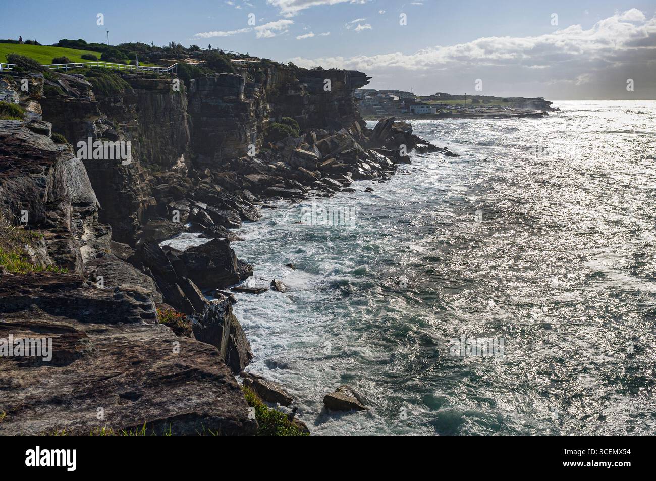 Rugged rocky shoreline of Dunningham Reserve, Coogee, Sydney, New South Wales, Australia Stock Photo