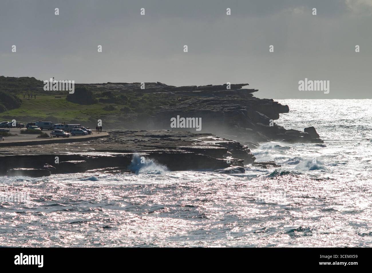 Rugged rocky shoreline of Burrows Park, Clovelly, Sydney, New South Wales, Australia Stock Photo