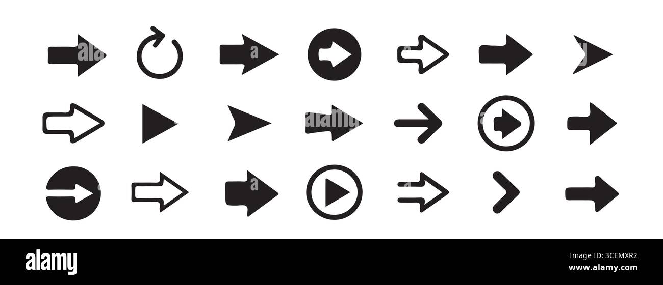 Black arrow vector icon pack. Arrow. Cursor. Black vector arrows icons ...