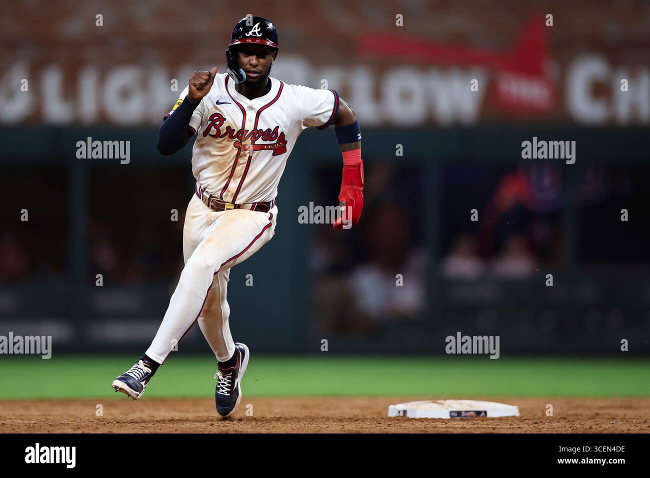 Atlanta Braves' Jurickson Profar rounds second base in the fifth inning ...