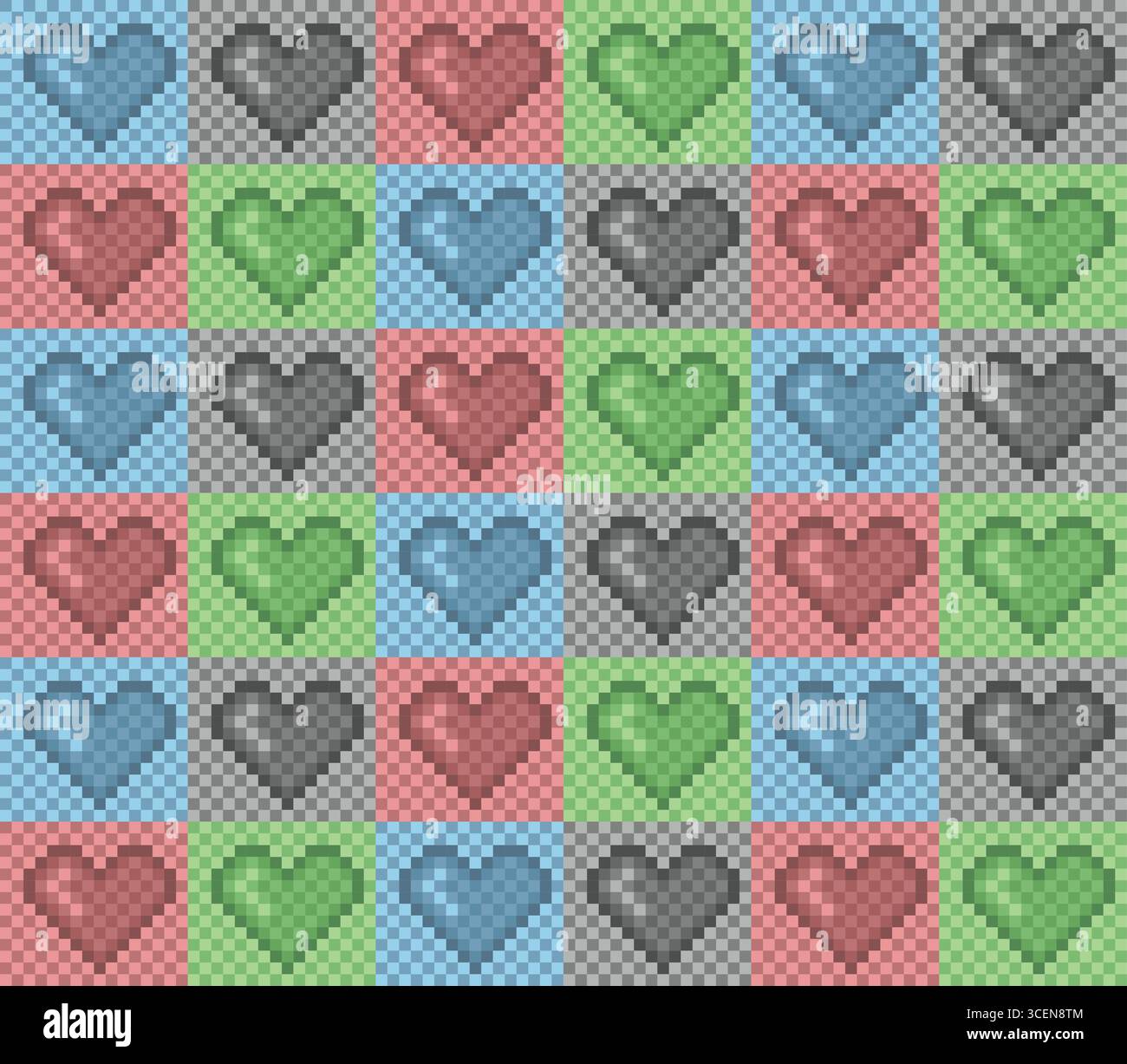 The seamless color background with hearts. Stock Vector
