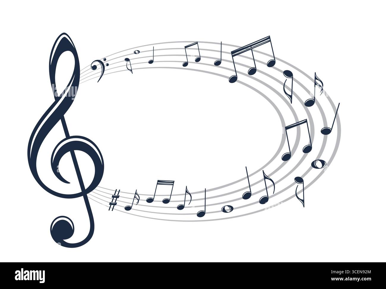 Frame with stylized musical notes. Stock Vector