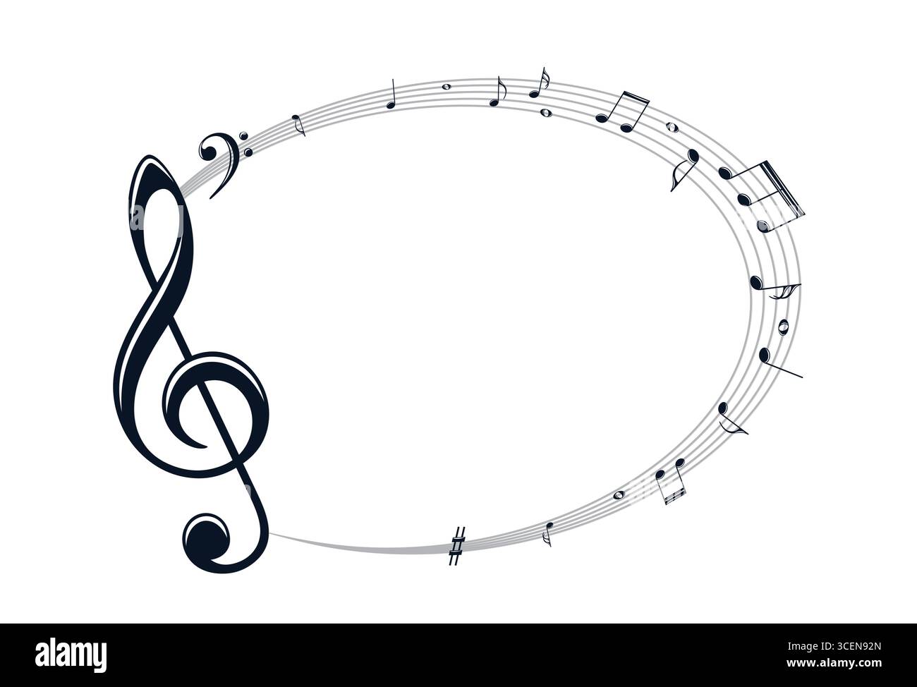 Frame with stylized musical notes. Stock Vector