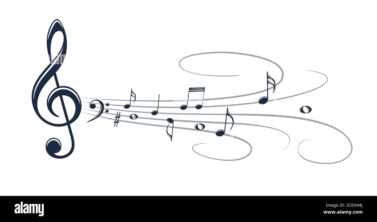 Symbol with stylized musical notes. Stock Vector