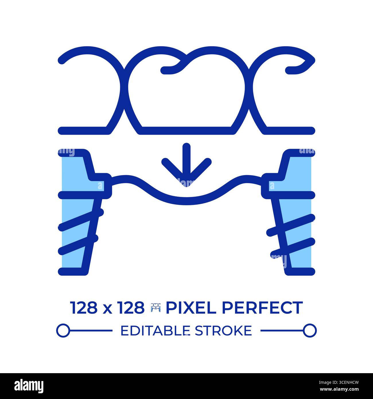 Tooth replacement pixel perfect line color icon Stock Vector