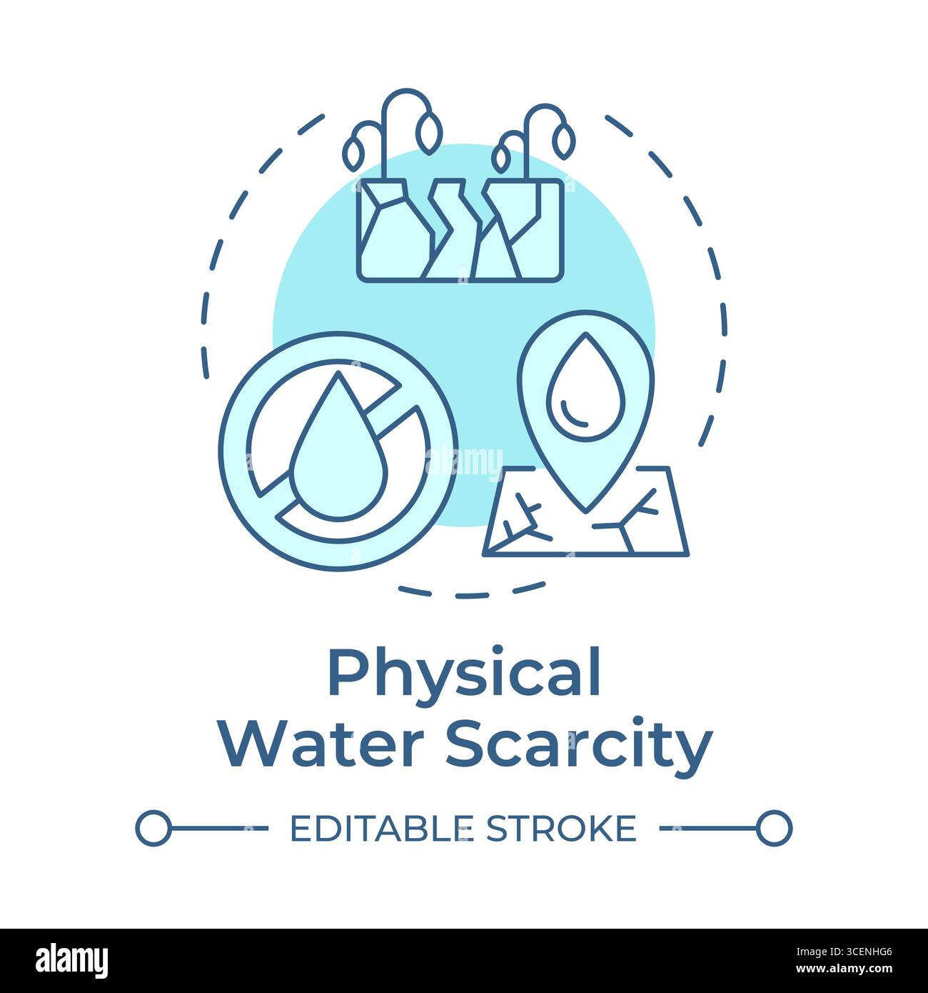 Physical water scarcity soft blue concept icon Stock Vector