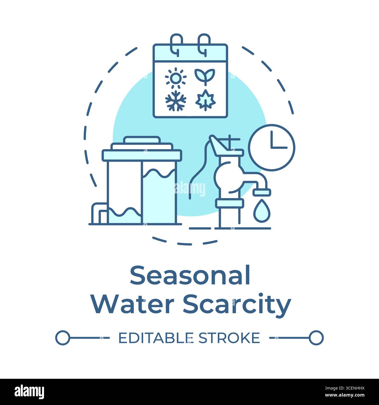 Seasonal water scarcity soft blue concept icon Stock Vector Image & Art ...