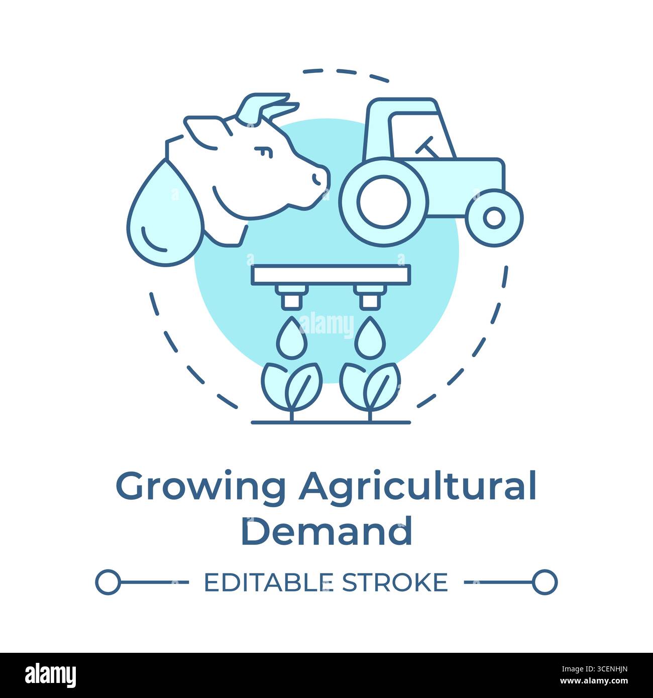 Growing agricultural demand soft blue concept icon Stock Vector