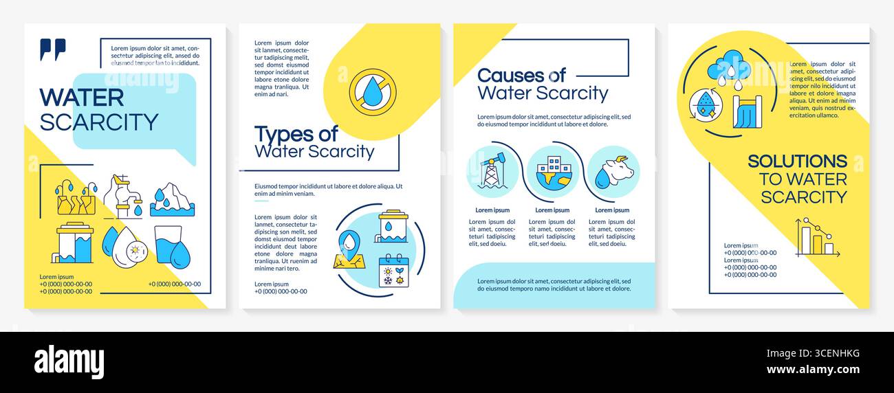 Water scarcity blue and yellow brochure layout Stock Vector Image & Art ...