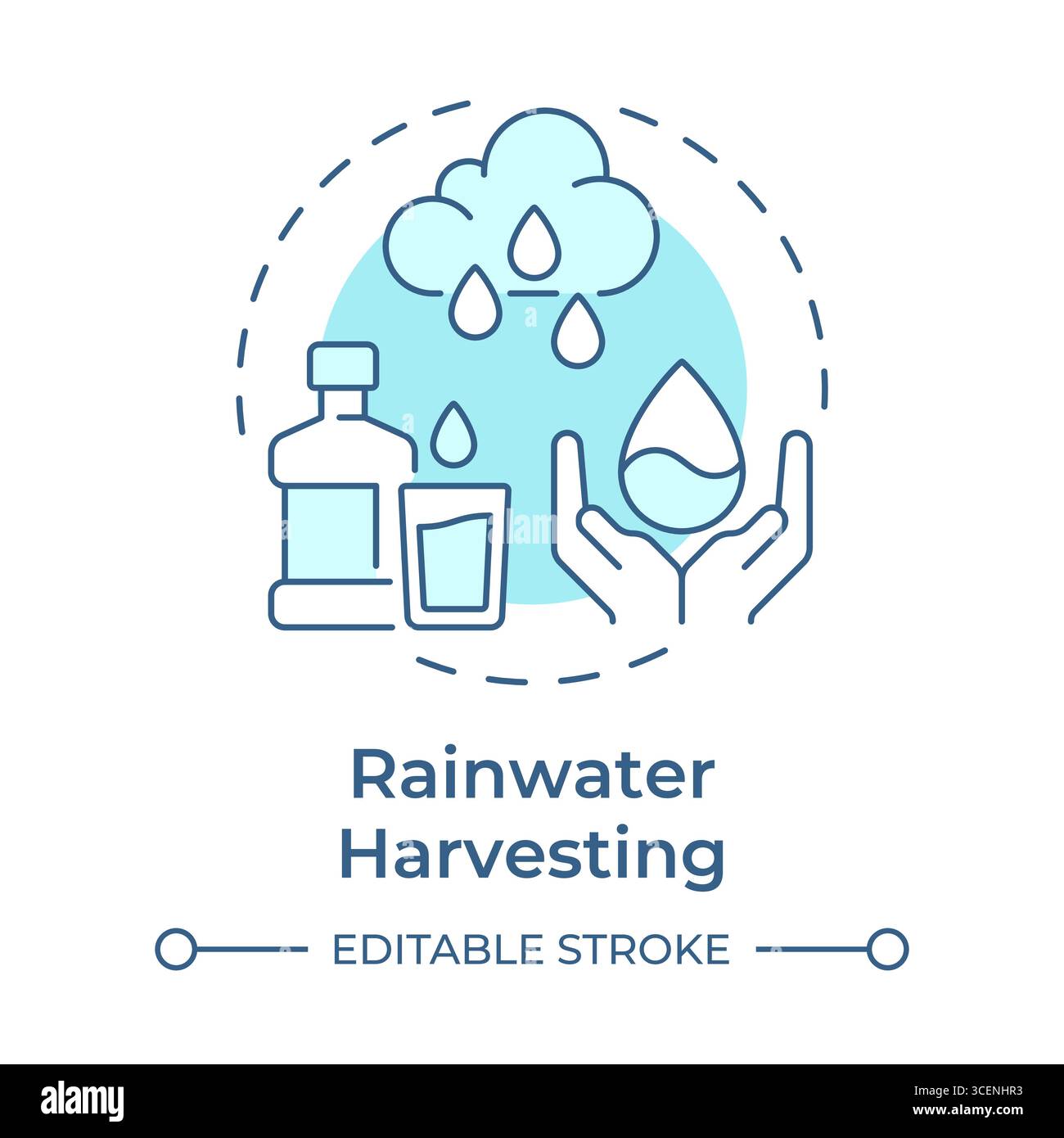 Rainwater harvesting soft blue concept icon Stock Vector