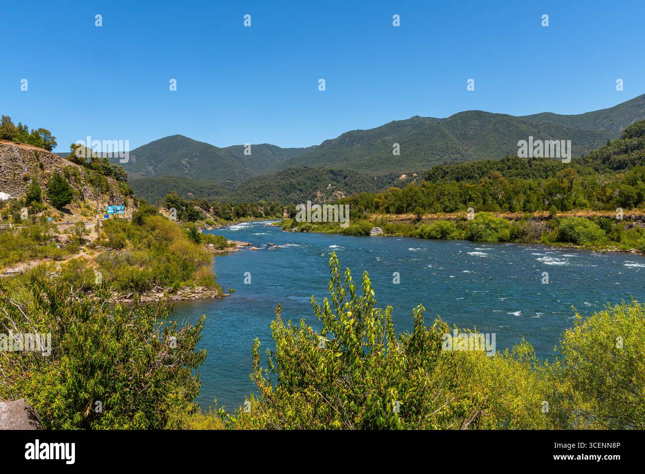 Landscape along the Bio Bio River, Chile Stock Photo