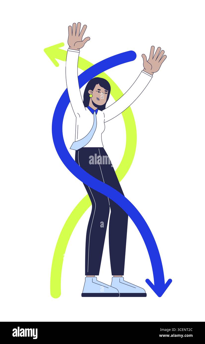Flexibility soft skill in workplace 2D illustration concept Stock Vector