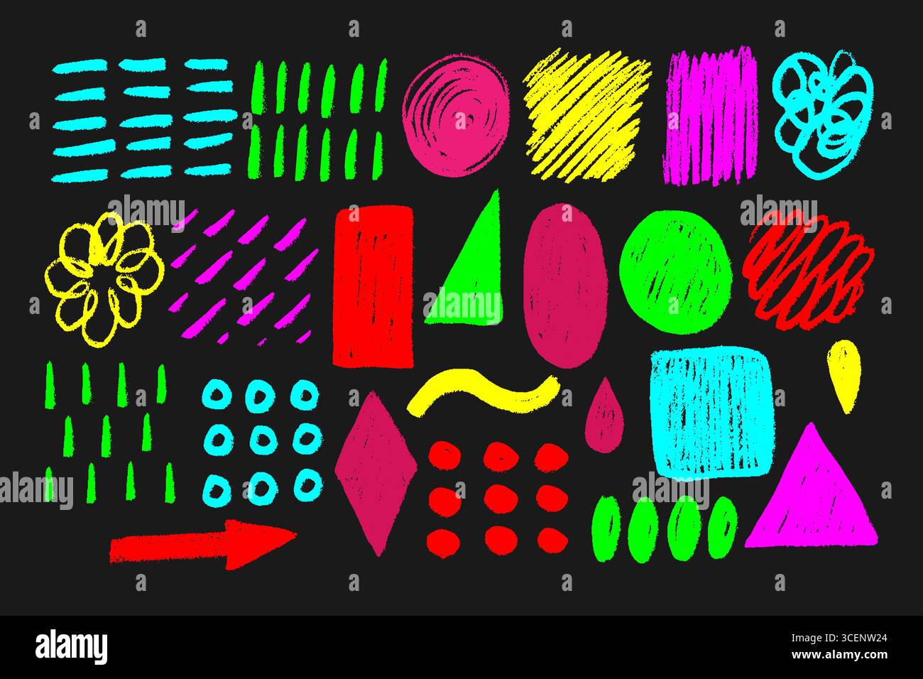 Hand Drawn Colorful Abstract Scribbles Pencil Stock Vector