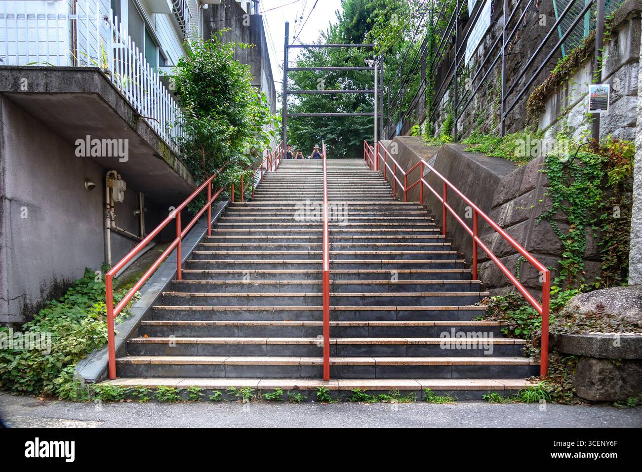 Steps at Suga-jinja which is the real life location of the final scene in 'Your Name' a romantic fantasy animated film from 2016 - Stock Image