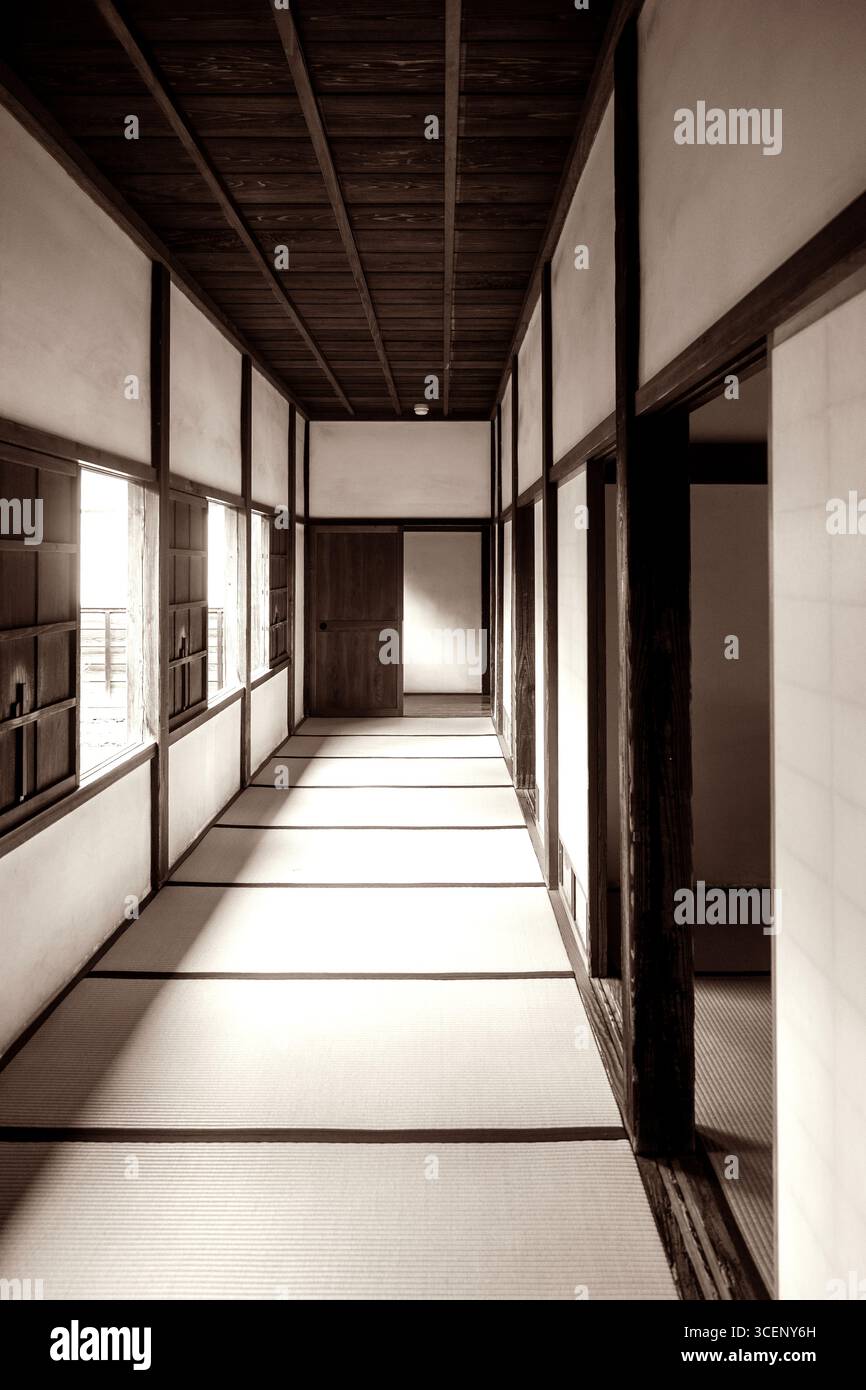 Hallway in Kawagoe Castle Honmaru Goten Palace, Tokyo, August 2025 - Stock Image