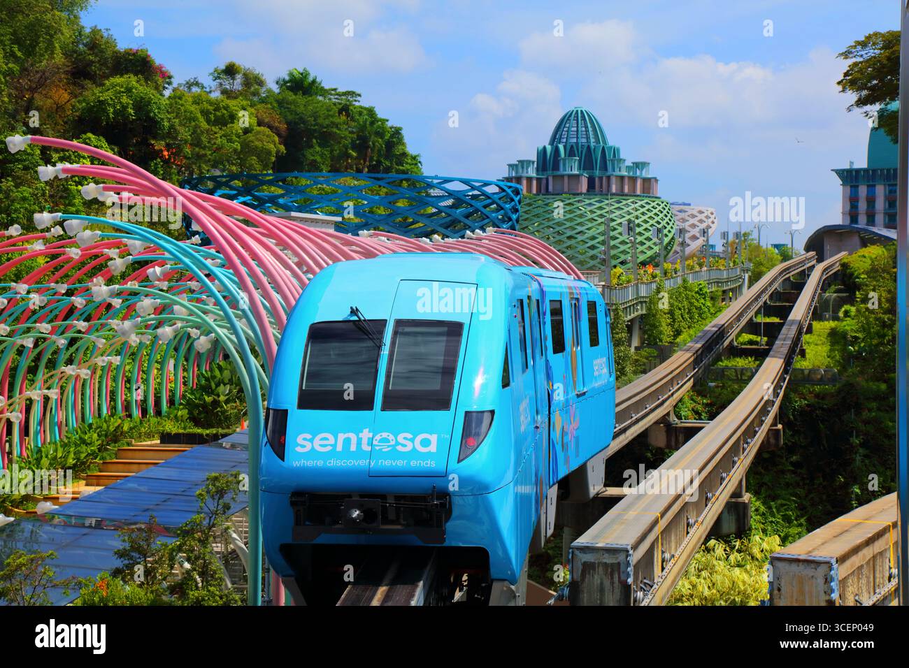 SINGAPORE CITY, SINGAPORE - MARCH 14, 2024: Sentosa Express monorail ...