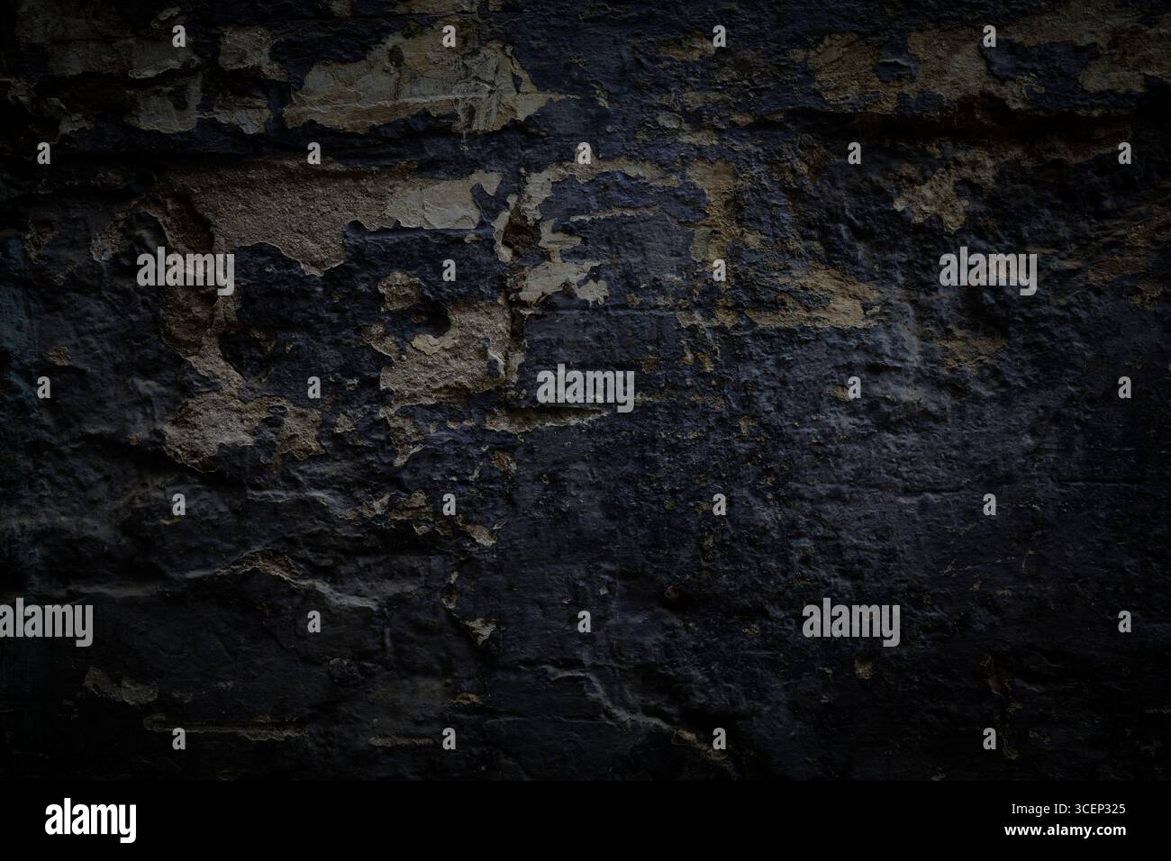 Dark wall background. Rough dark grunge texture. Stock Photo