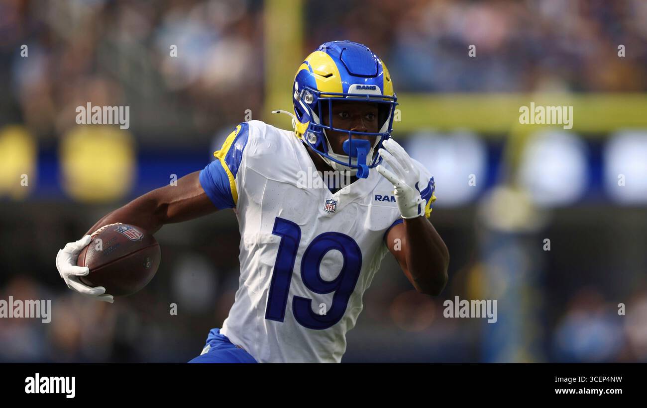 Los Angeles Rams wide receiver Xavier Smith (19) runs against the Los ...
