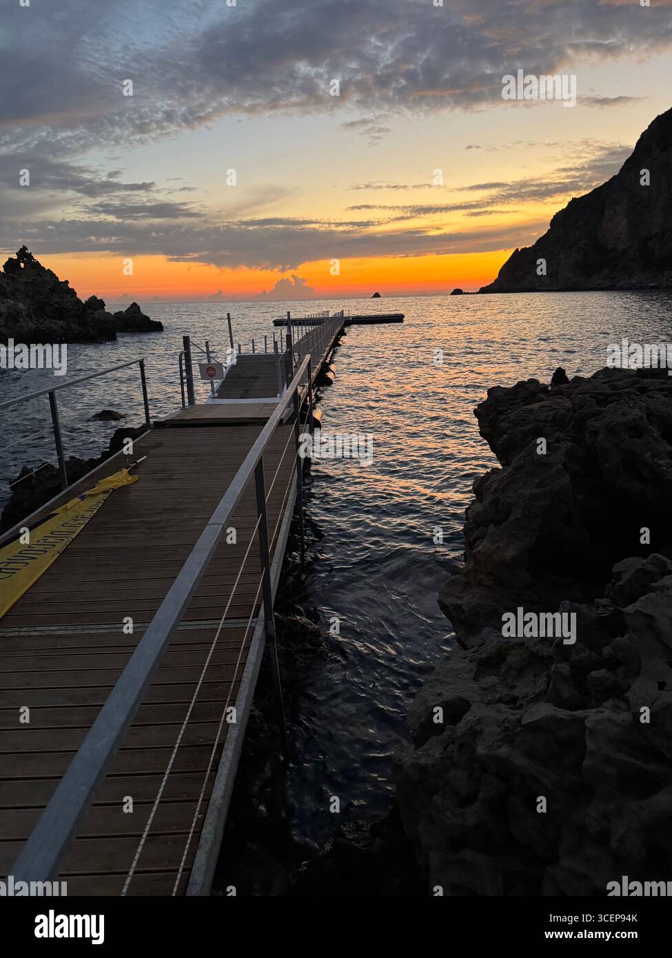Sunset from Agios Petros beach, Paleokastritsa, Corfu, Greece. - Smartphone Captured Stock Image