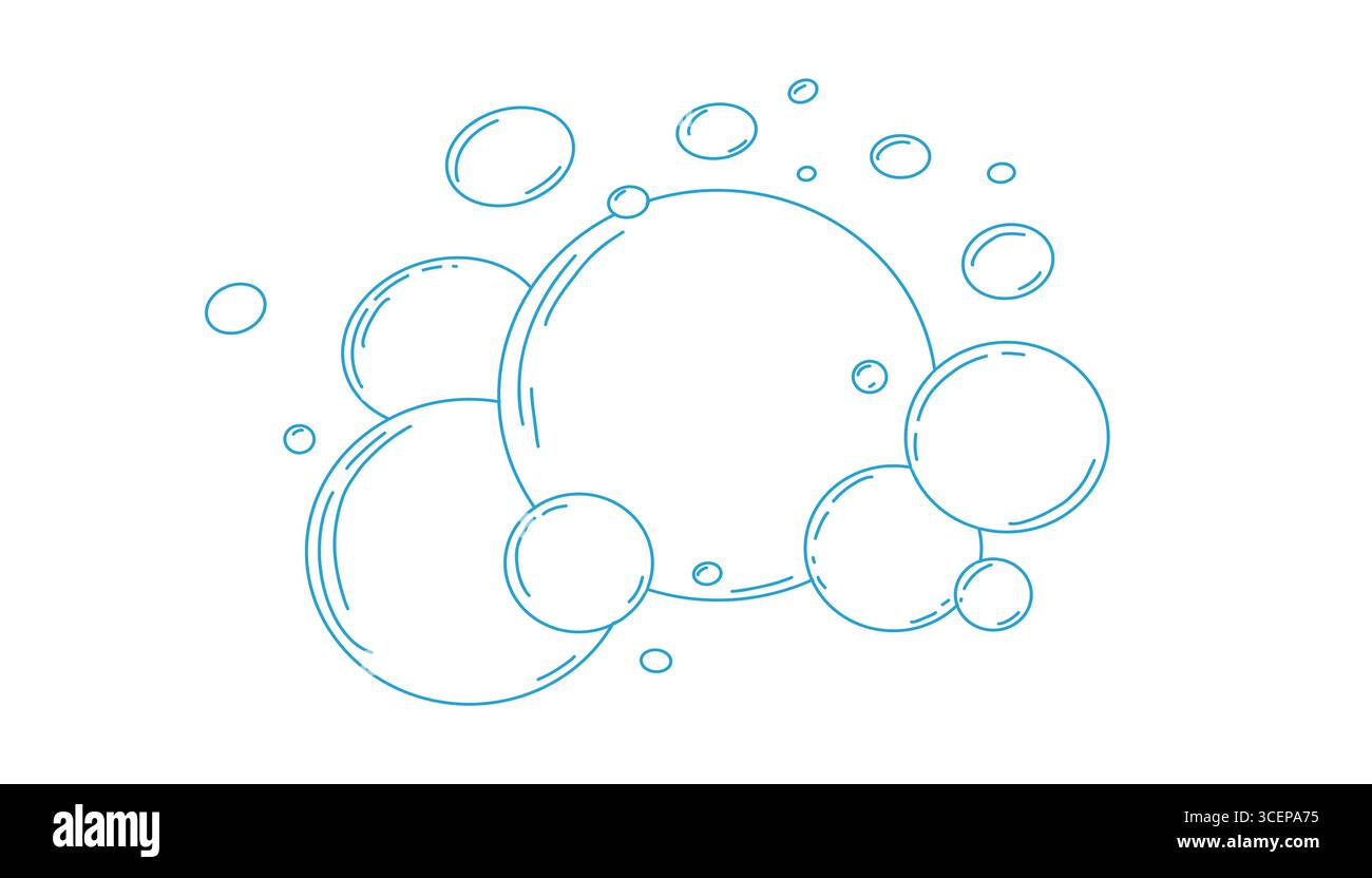 Bubbles fizzy foam doodle sketch hand drawn. Line shampoo bubbles ...