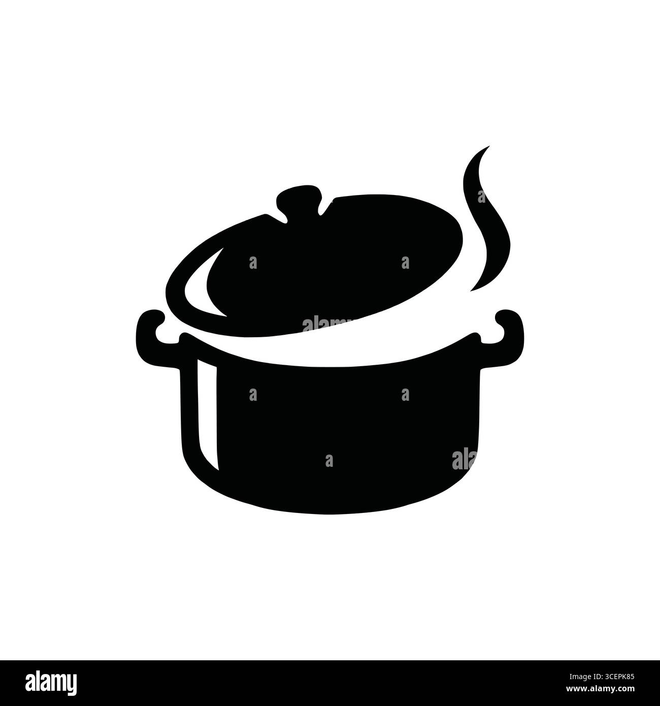 Simple cooking pot logo concept. Saucepan with steam design ...