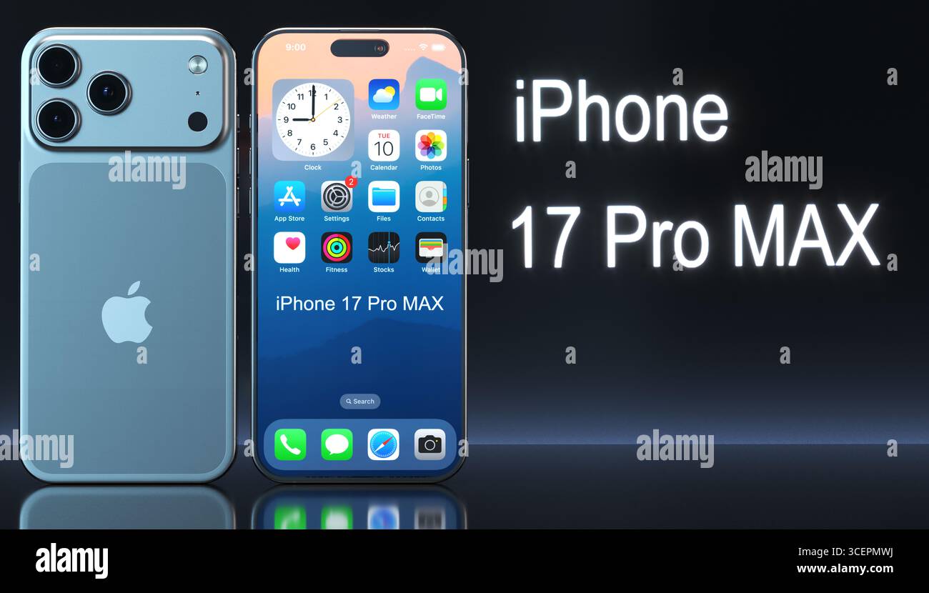 Apple iPhone 17 Pro MAX high-resolution rendering Stock Photo