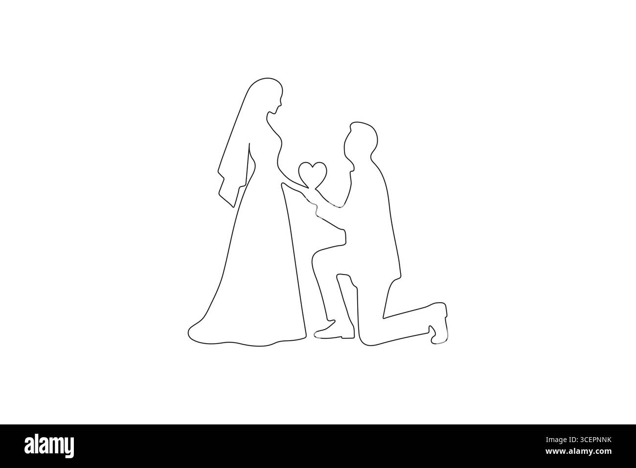 Bride and groom continuous one line drawing minimalist outline vector ...