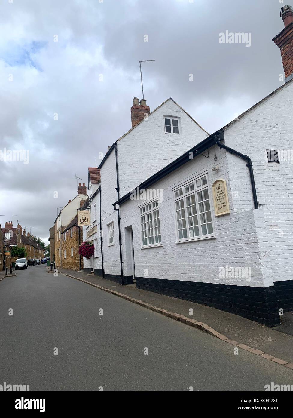 Ecton Northampton Northamptonshire UK Britain England Benjamin Franklin Pub The Horse shoes relatives lived on these premises historic American - Smartphone Captured Stock Image
