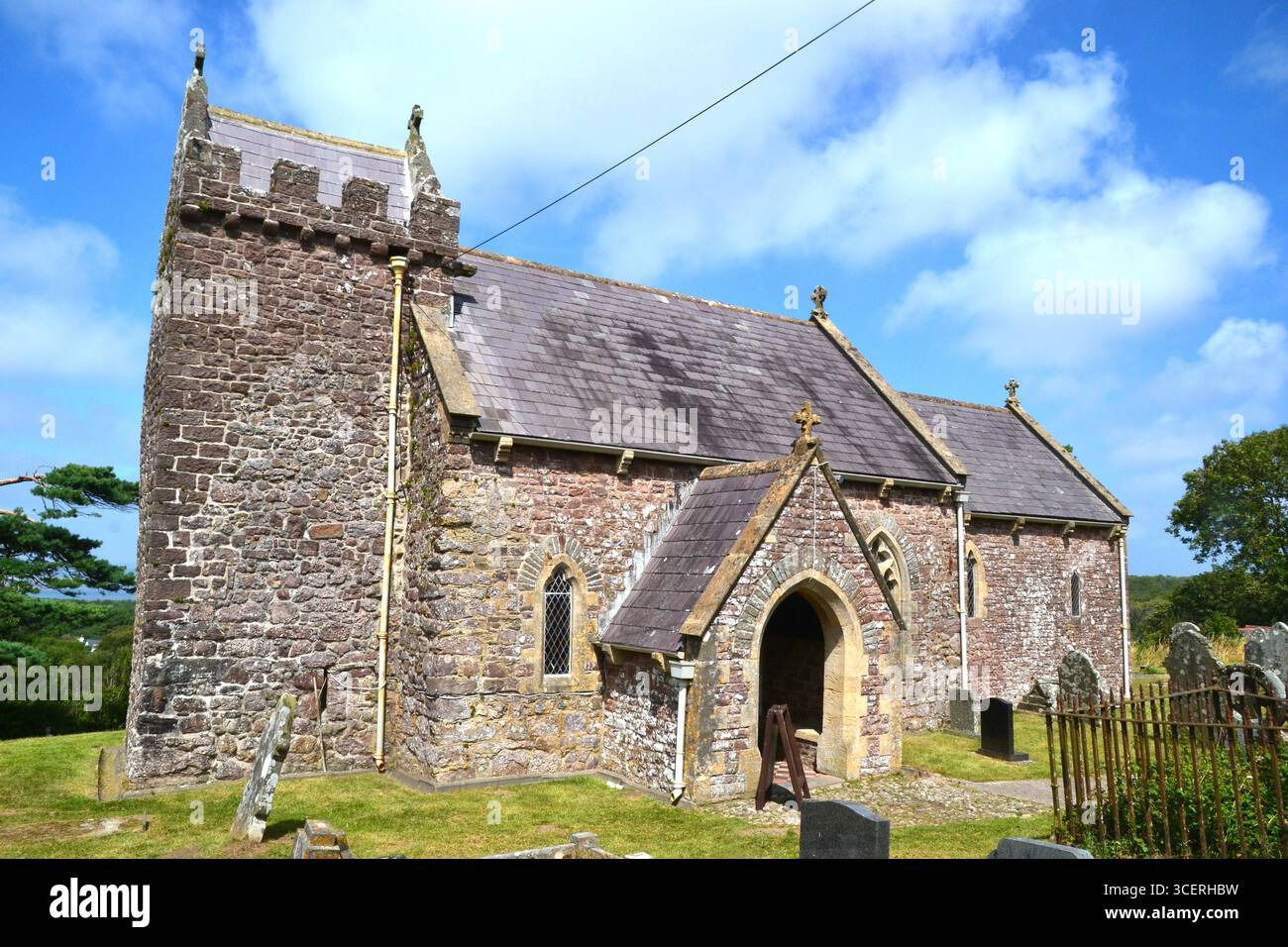6th century Church of St Madoc, Llanmadoc, Gower Peninsula, South Wales, UK Stock Photo