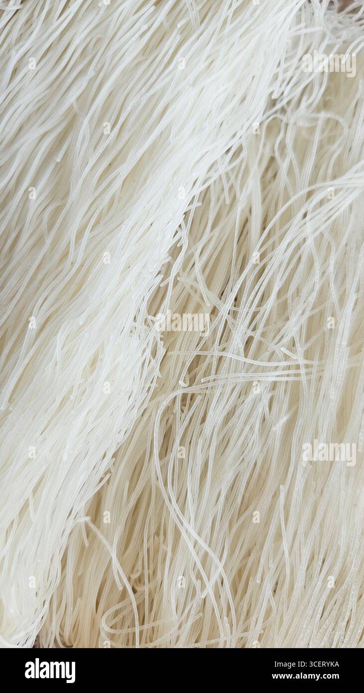 dried rice noodles close-up texture - Smartphone Captured Stock Image