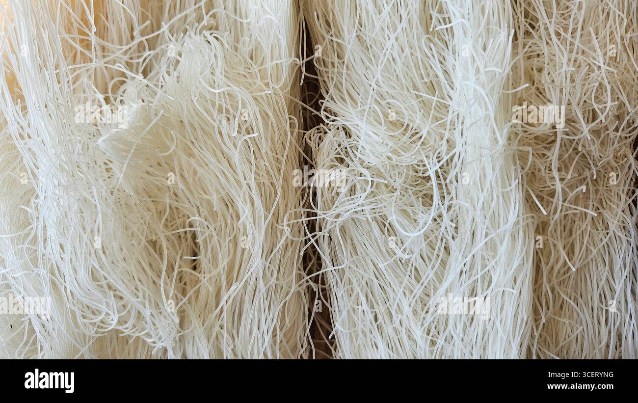 dried rice noodles close-up texture - Smartphone Captured Stock Image