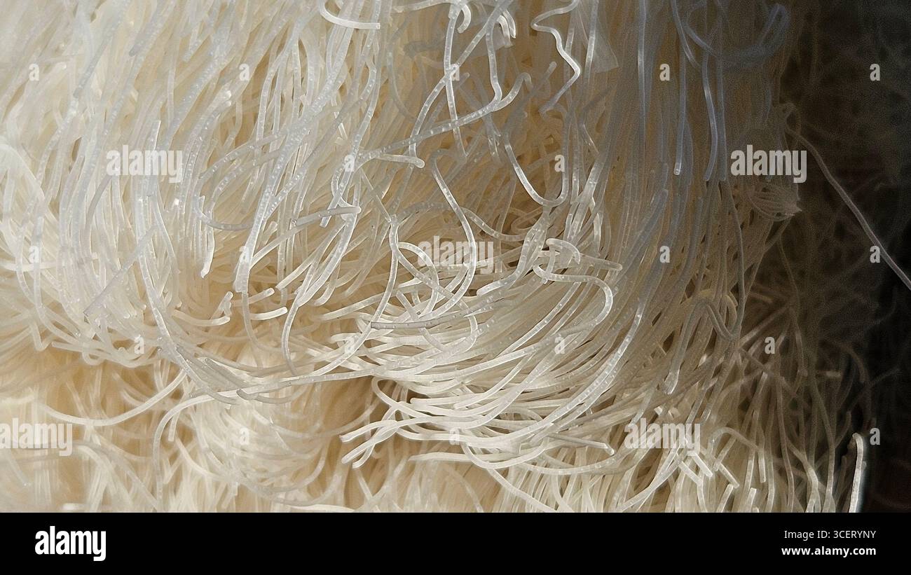 dried rice noodles close-up texture - Smartphone Captured Stock Image